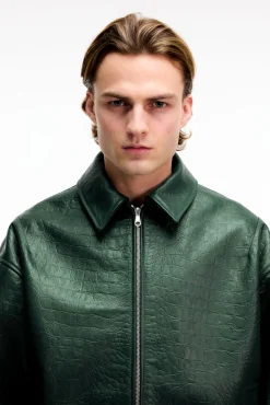 Best AKIMBO X CB CROC LEATHER JACKET Outerwear|Leather