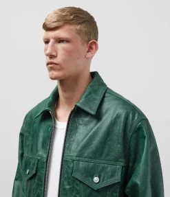 CB CRACKED LEATHER TRUCKER Outerwear|Leather