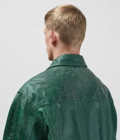 CB CRACKED LEATHER TRUCKER Outerwear|Leather