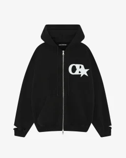 Discount CB STAR DISTRESSED POCKET ZIPPED HOODIE Hoodies