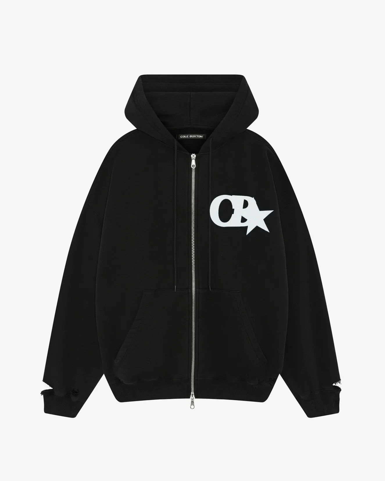 Discount CB STAR DISTRESSED POCKET ZIPPED HOODIE Hoodies