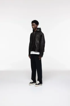 Online CRUNCH ZIPPED LEATHER JACKET Outerwear|Leather