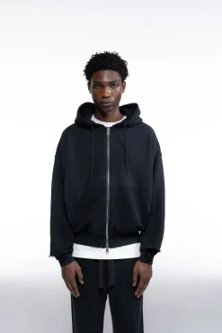 Best DISTRESSED ZIPPED HOODIE Hoodies