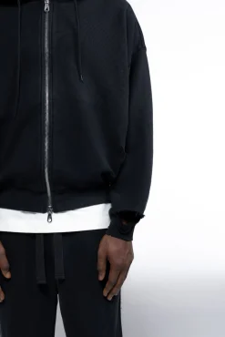 Best DISTRESSED ZIPPED HOODIE Hoodies
