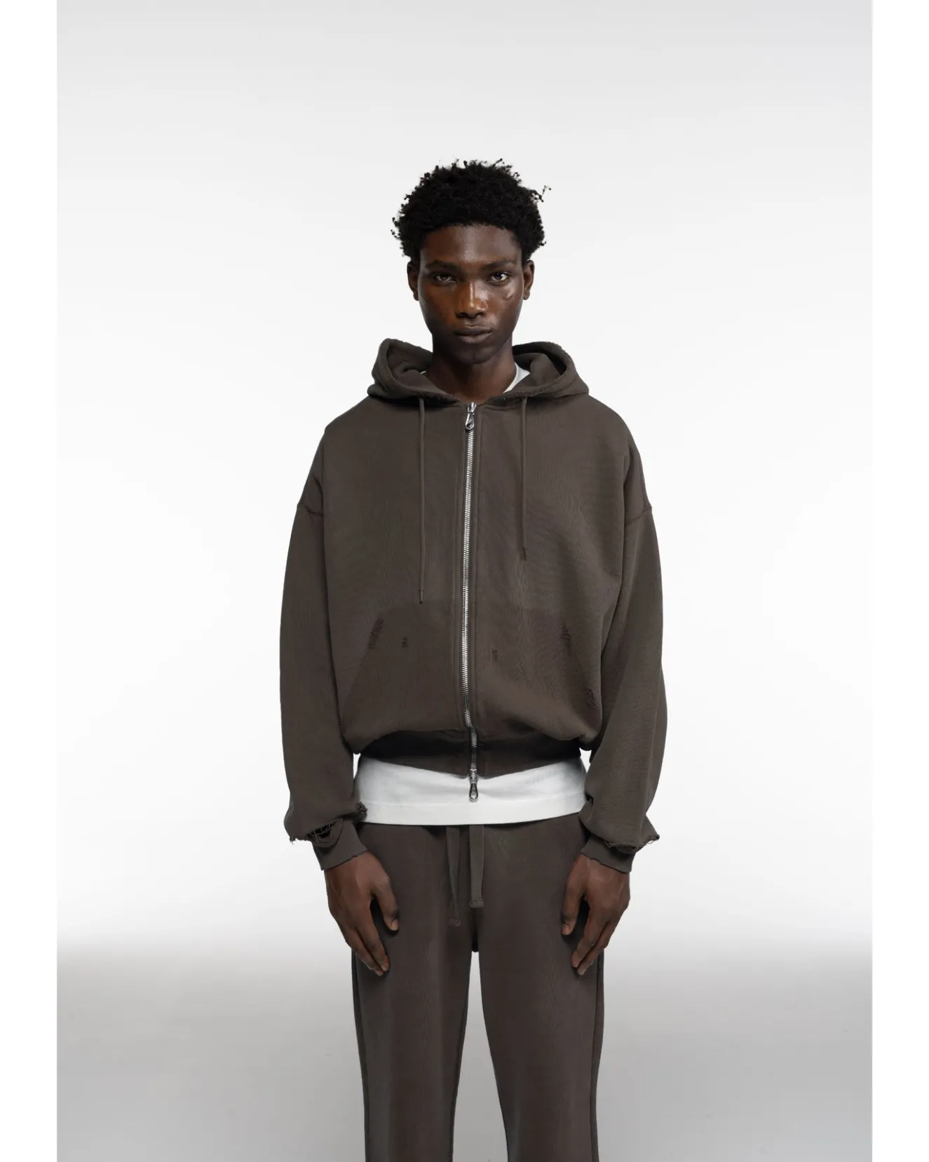Hot DISTRESSED ZIPPED HOODIE Hoodies