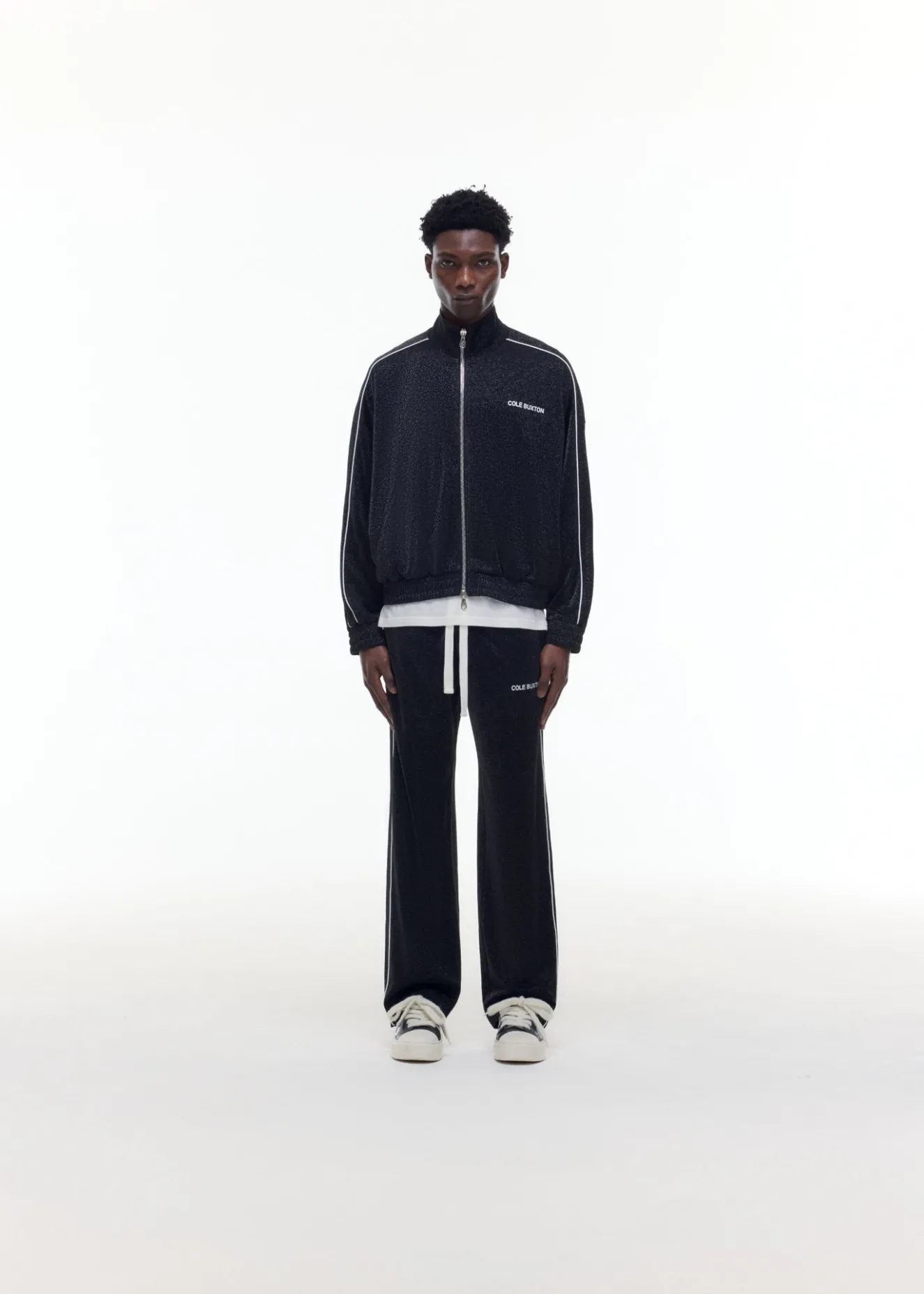 GLITTER PIPED TRACK JACKET Outerwear