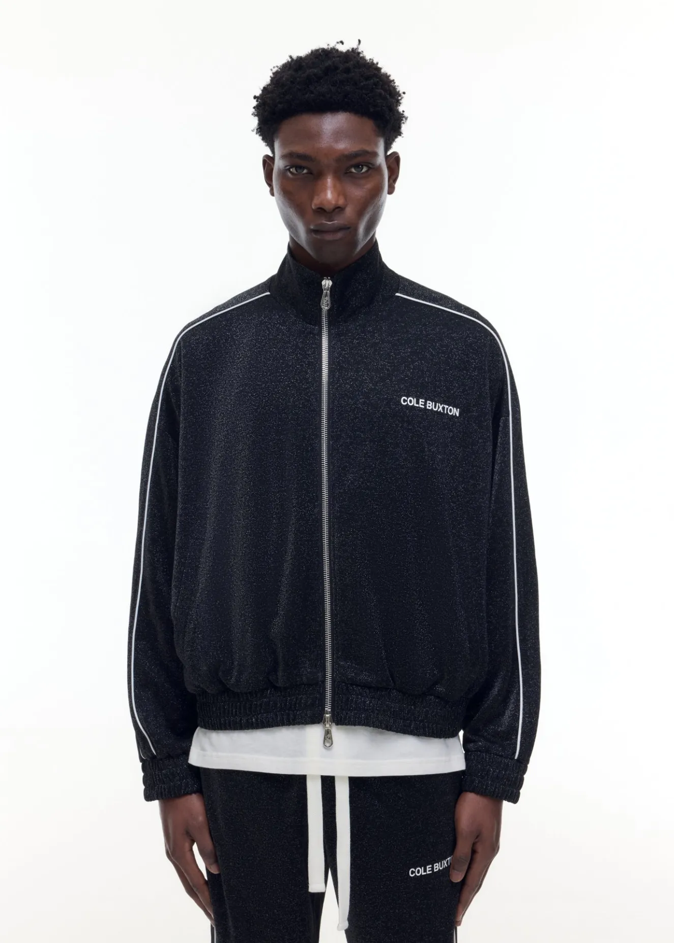 GLITTER PIPED TRACK JACKET Outerwear