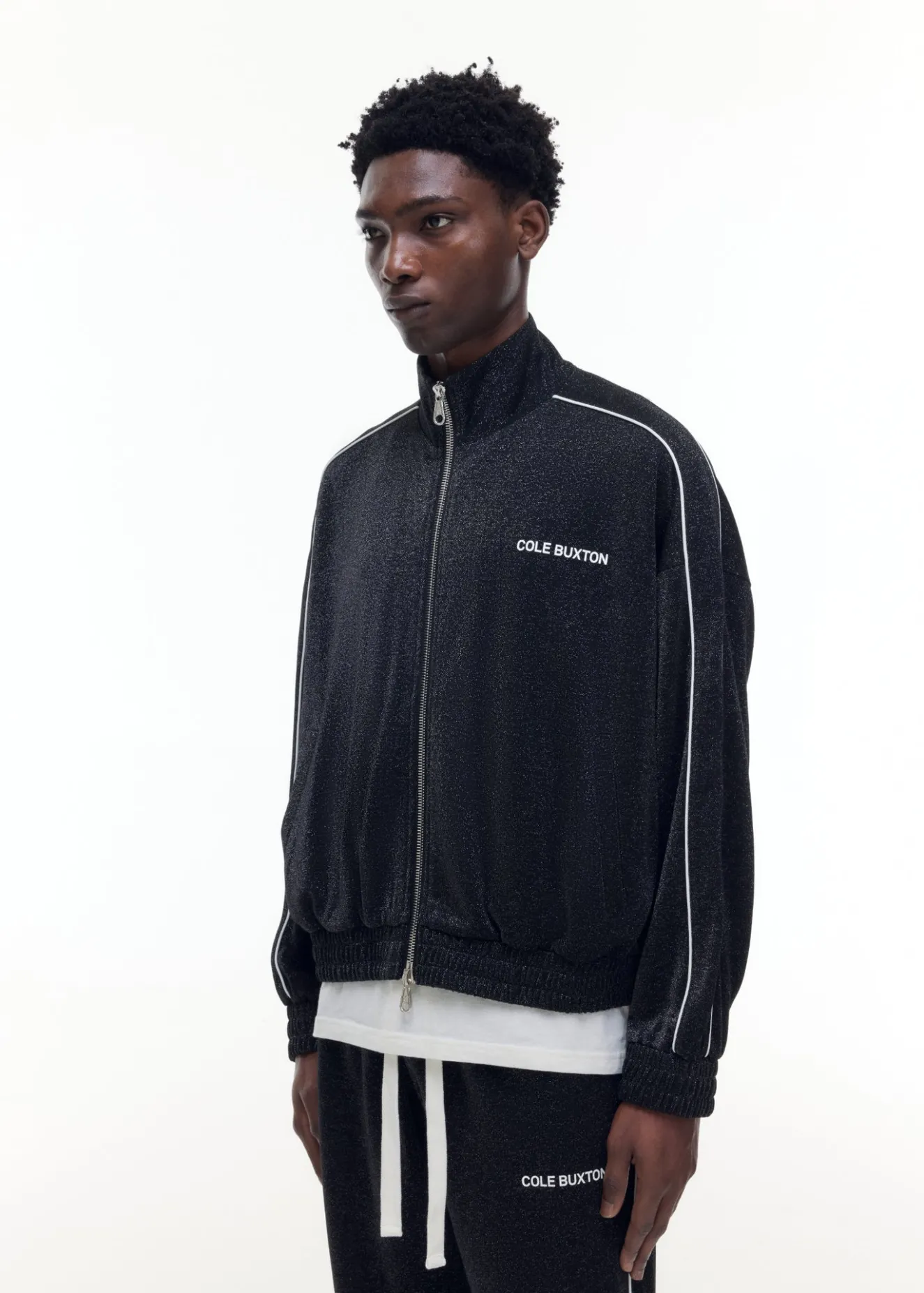 GLITTER PIPED TRACK JACKET Outerwear