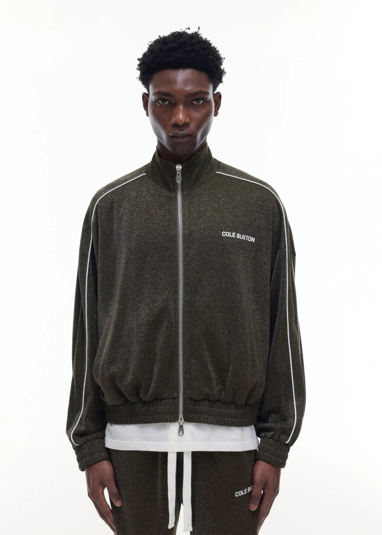 GLITTER PIPED TRACK JACKET Outerwear