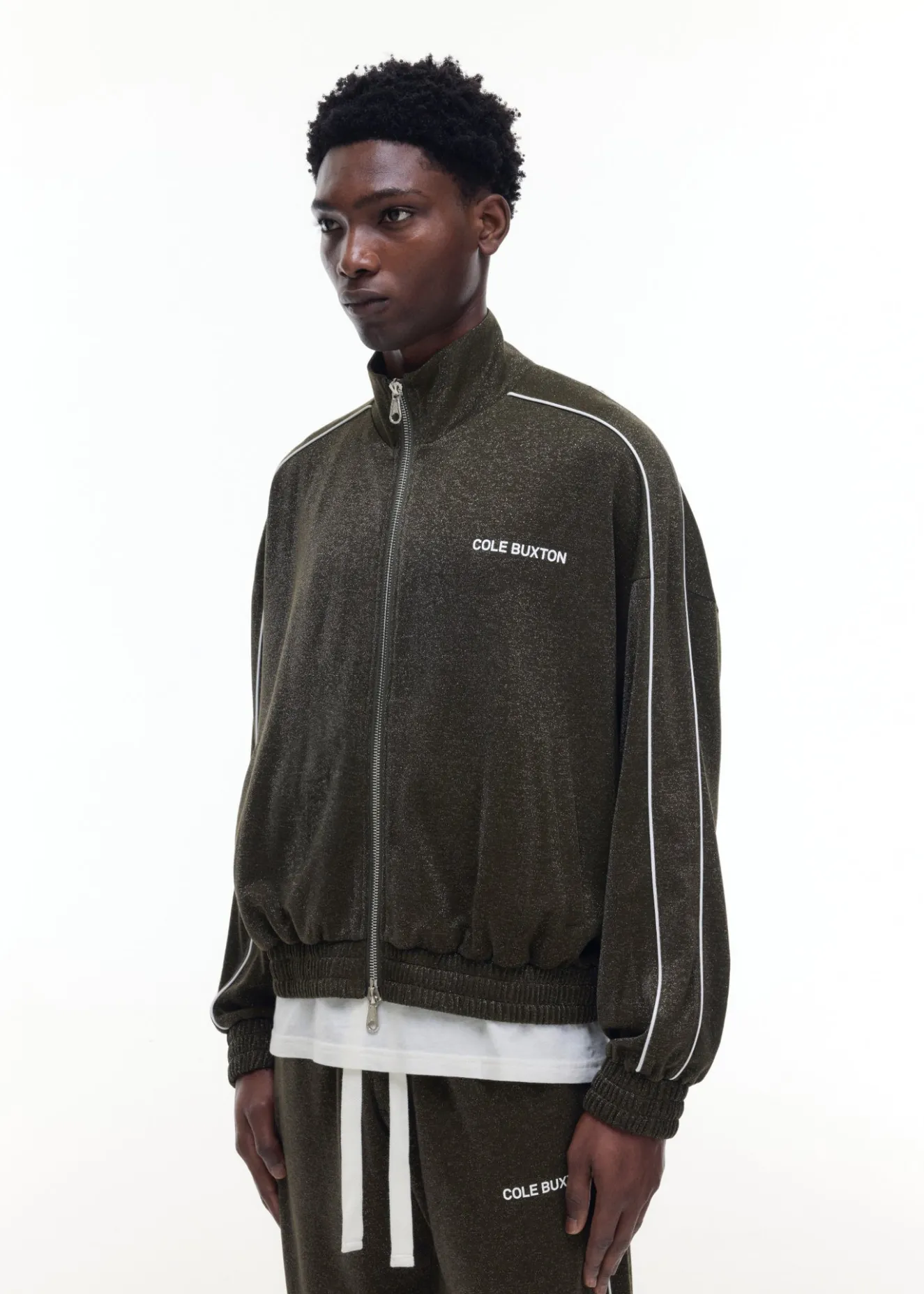 GLITTER PIPED TRACK JACKET Outerwear