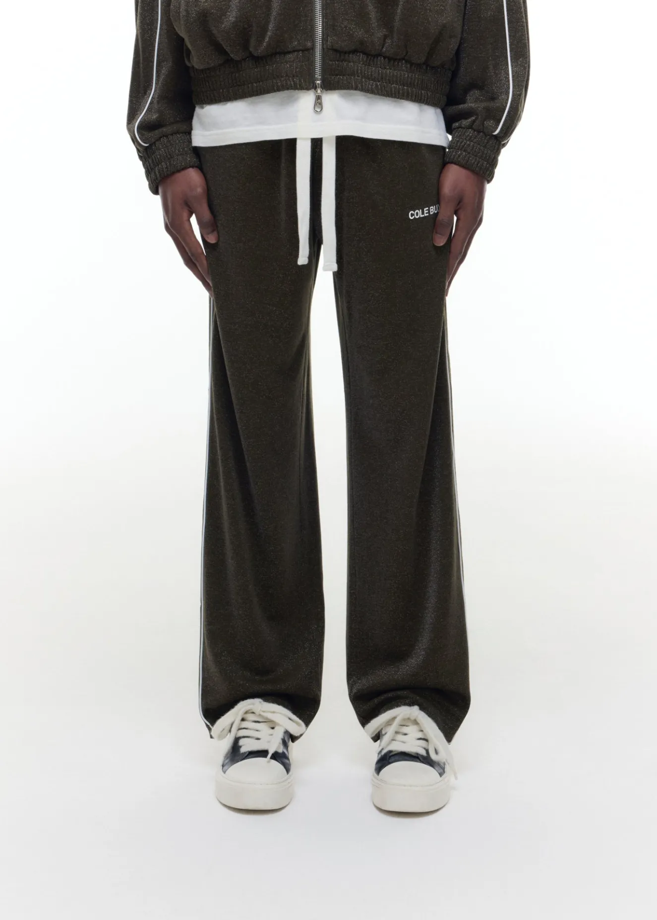 New GLITTER PIPED TRACK PANTS Pants