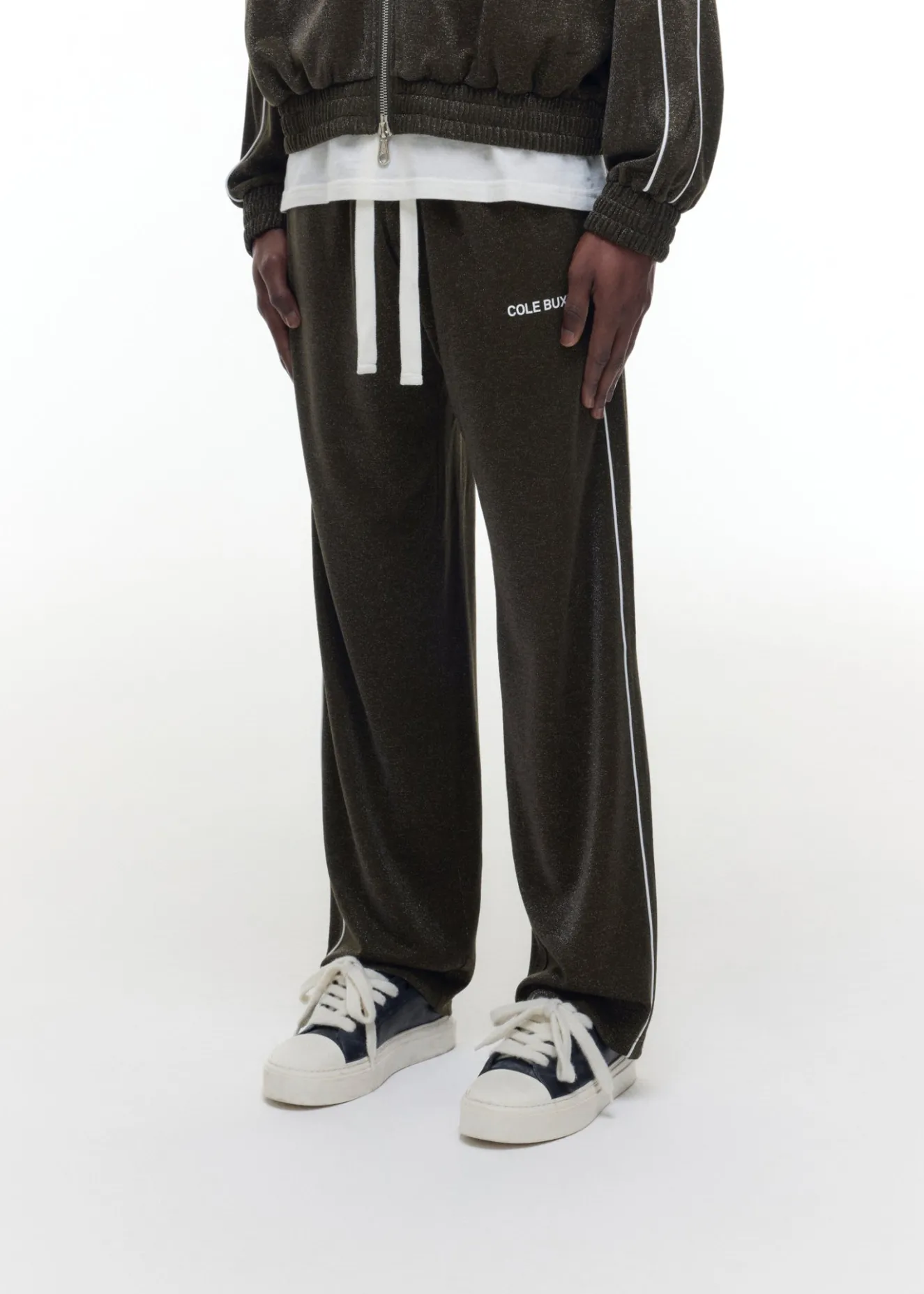 New GLITTER PIPED TRACK PANTS Pants