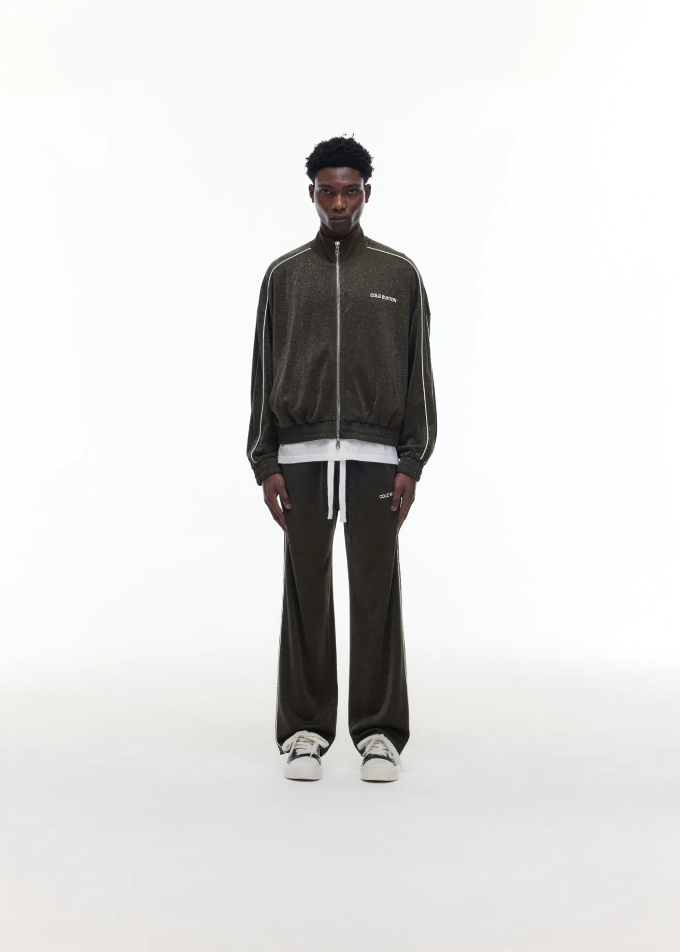 New GLITTER PIPED TRACK PANTS Pants