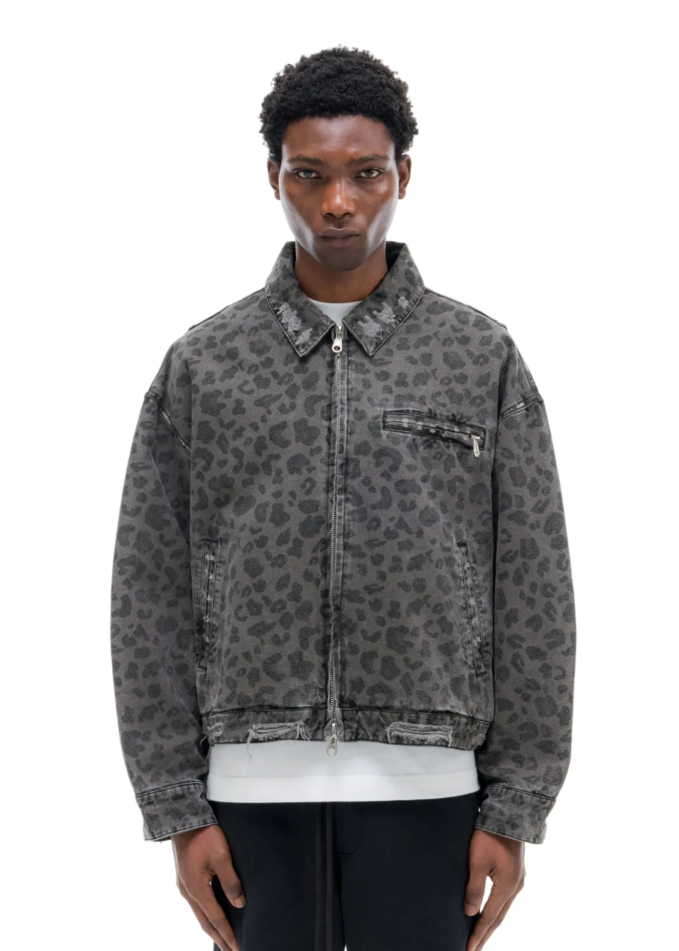 Online LEOPARD DISTRESSED TRUCKER JACKET Outerwear