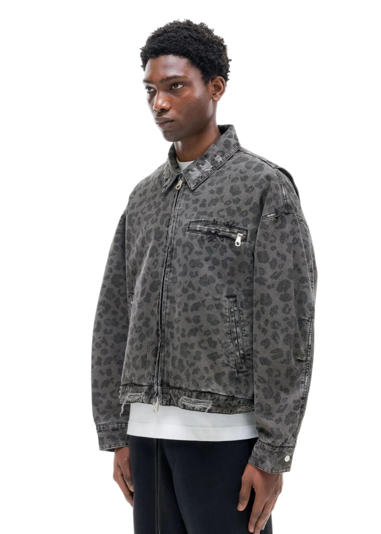 Online LEOPARD DISTRESSED TRUCKER JACKET Outerwear